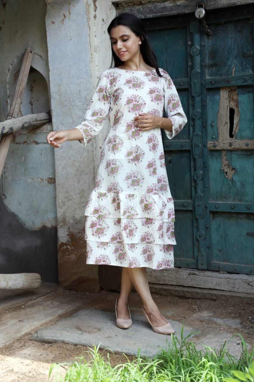 Womens Long Gown One Piece Muslin Kurti - MainRoad.in